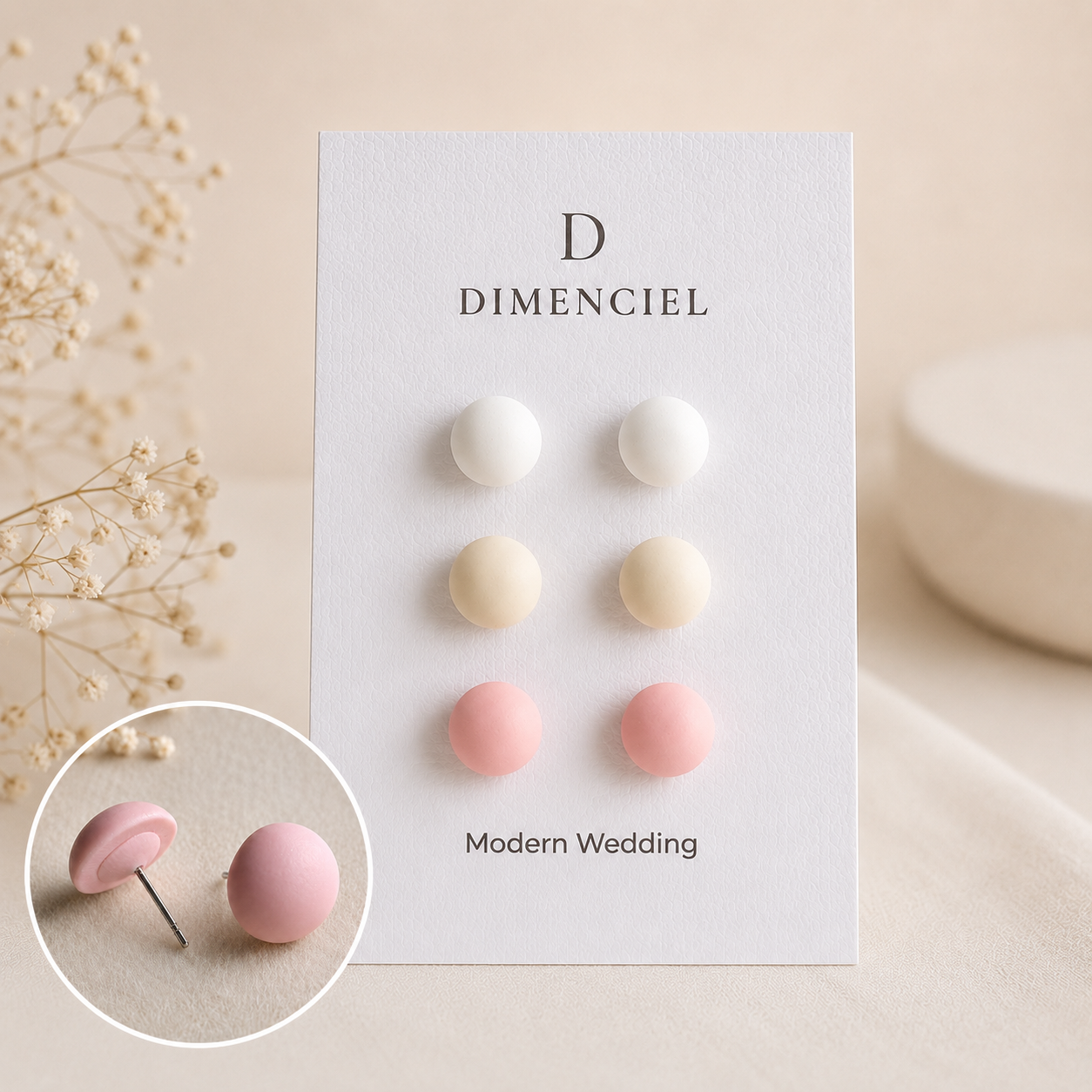 The Micro Dome Trio in Modern Wedding | Half Sphere Ear Studs Set