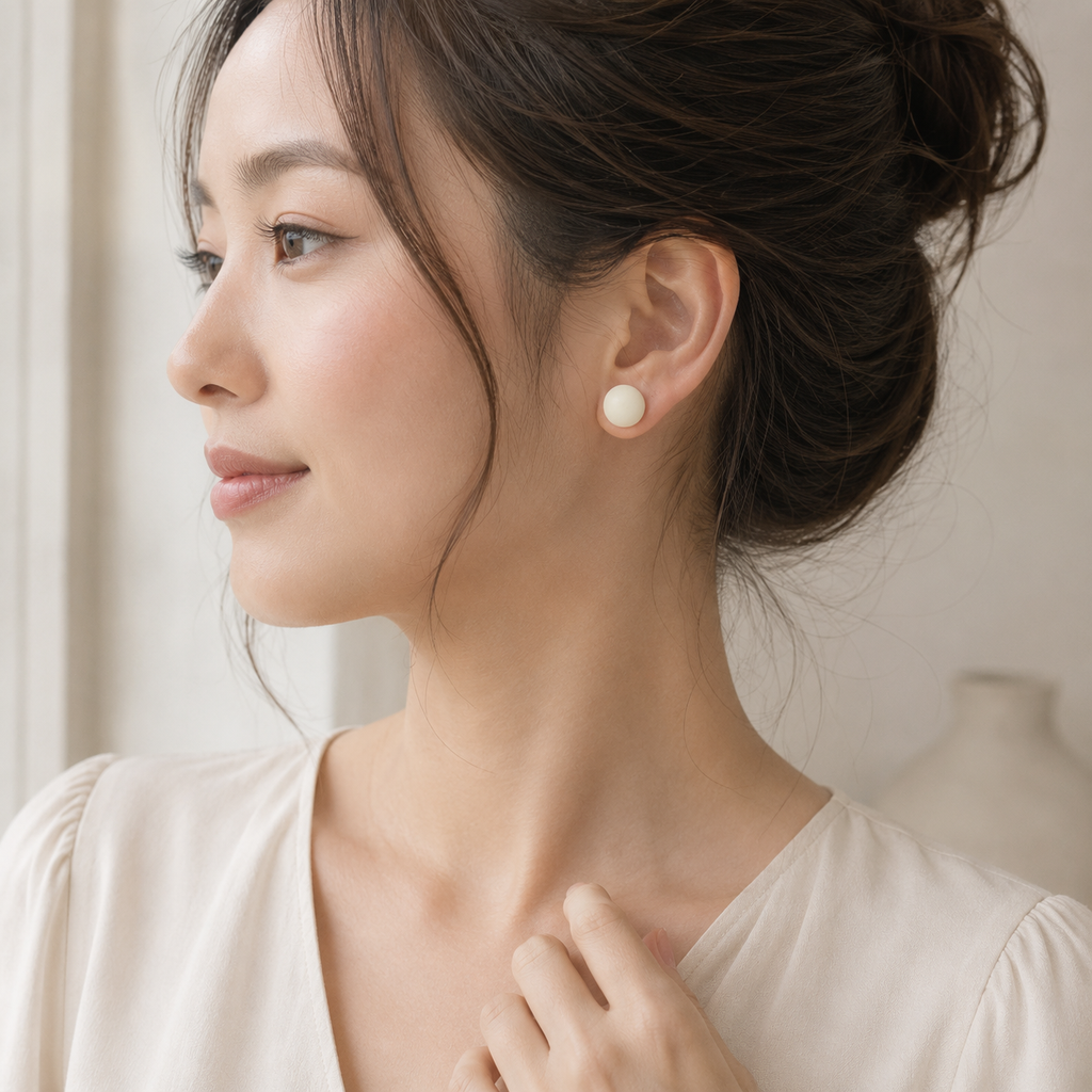 The Micro Dome Trio in Modern Wedding | Half Sphere Ear Studs Set