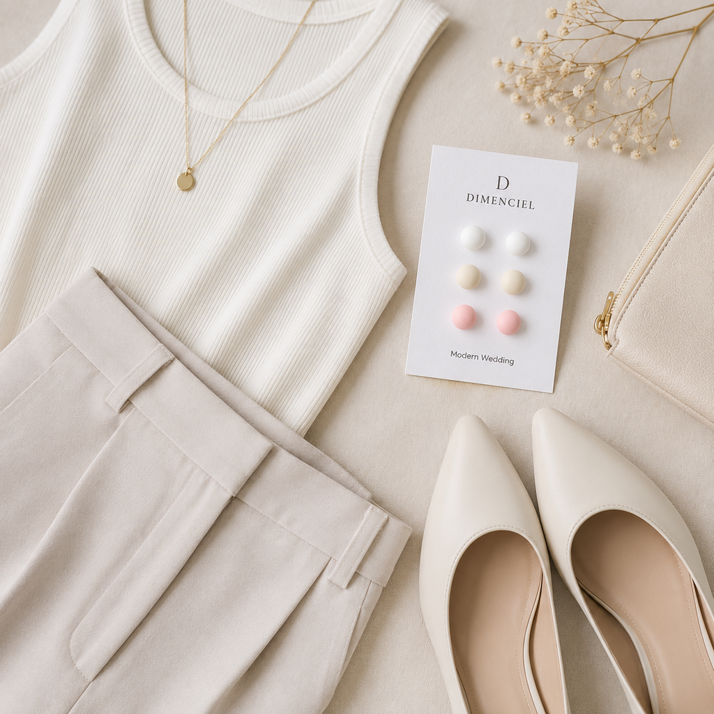 The Micro Dome Trio in Modern Wedding | Half Sphere Ear Studs Set