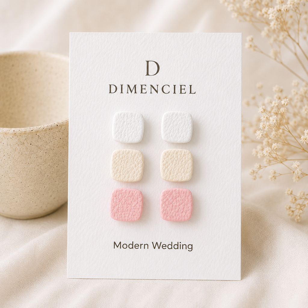 Modern Wedding Square Ear Studs Set