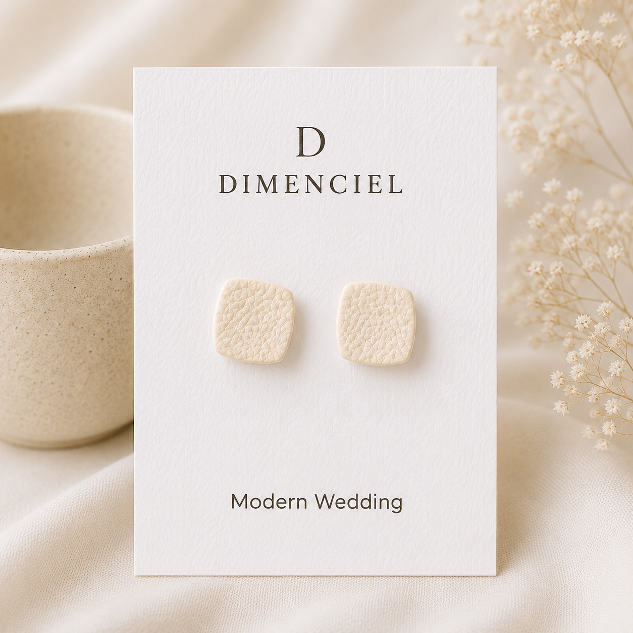 Modern Wedding Square Ear Studs Set