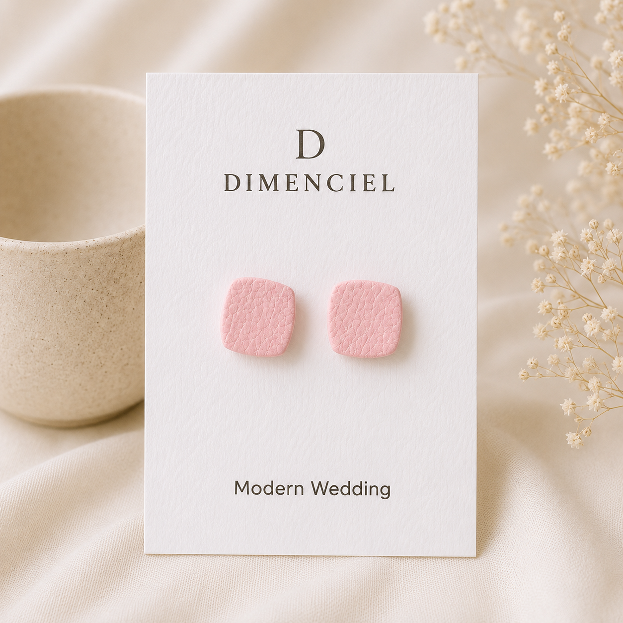 Modern Wedding Square Ear Studs Set