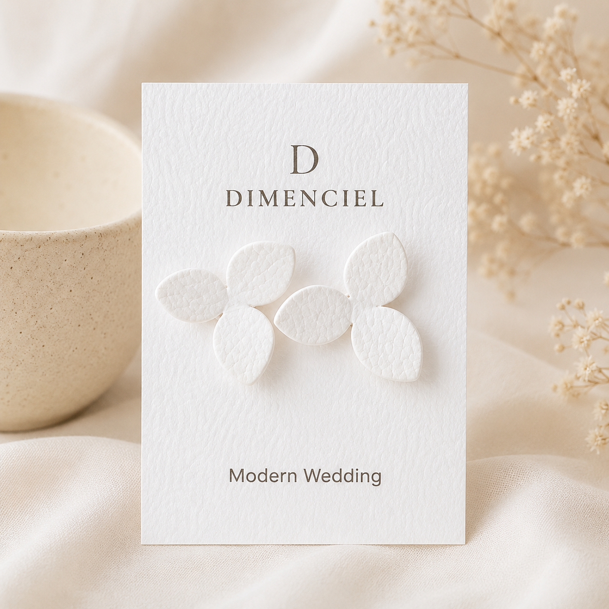 Modern Wedding 3 Petal Flower Ear Studs Set