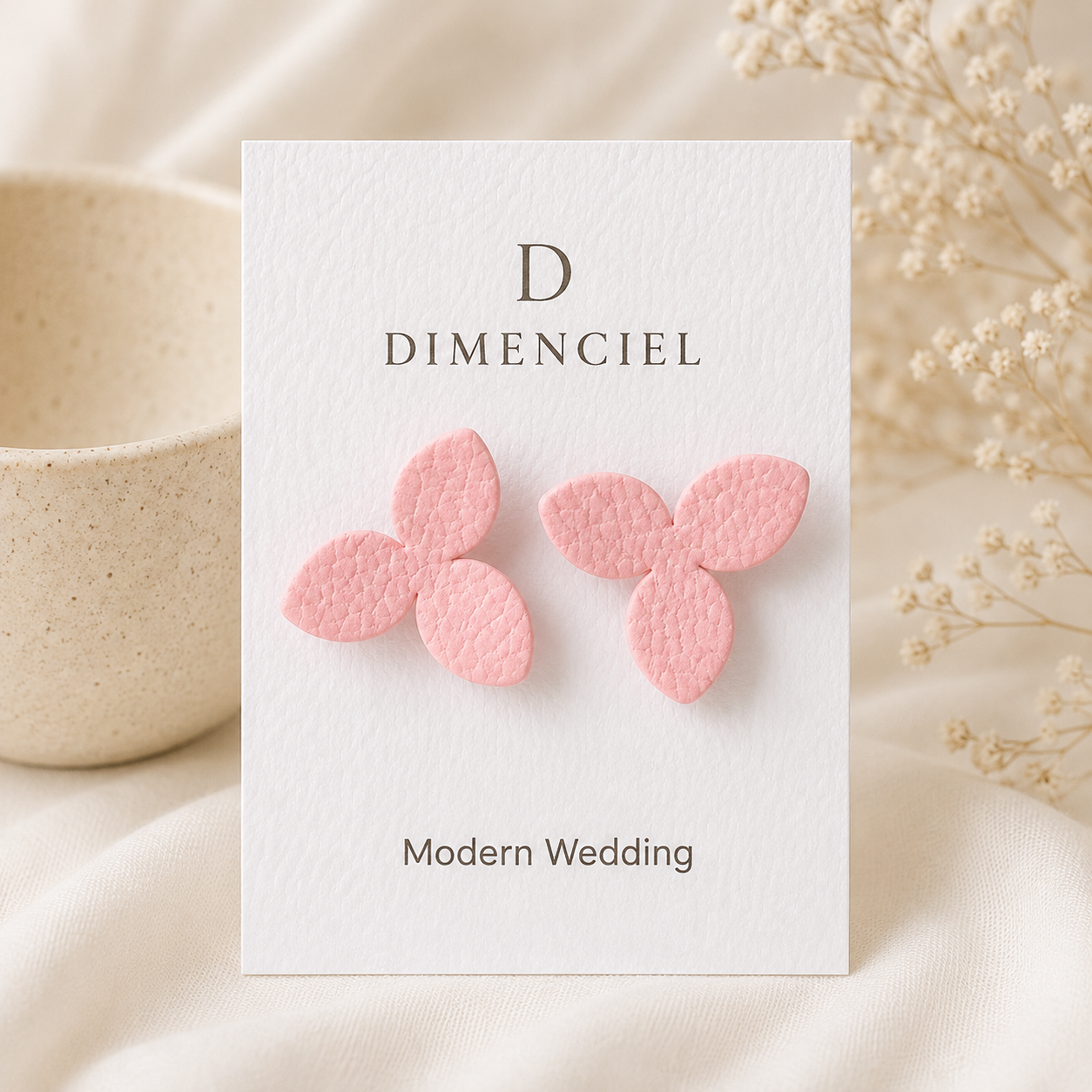 Modern Wedding 3 Petal Flower Ear Studs Set
