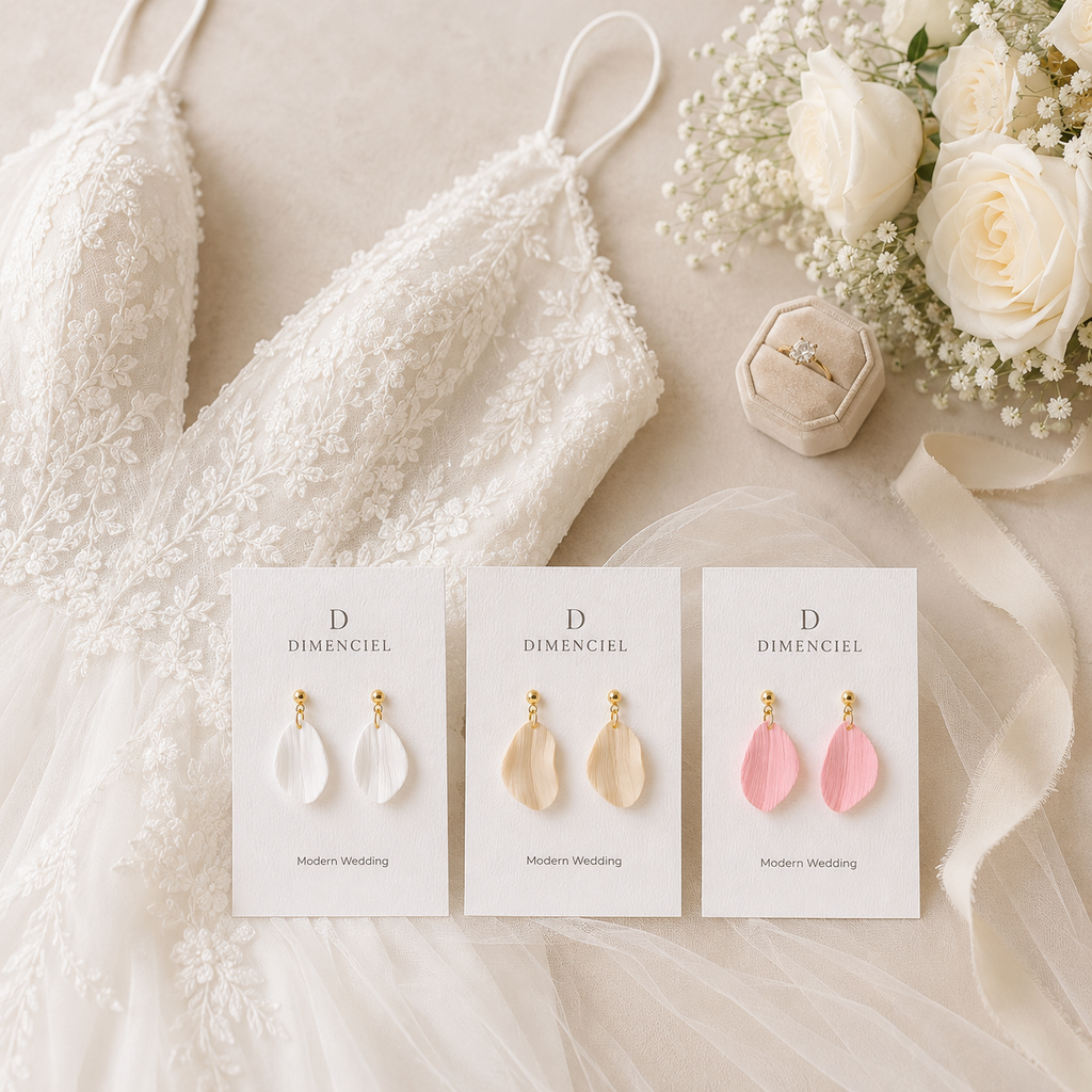 Modern Wedding Petal Drop Earrings
