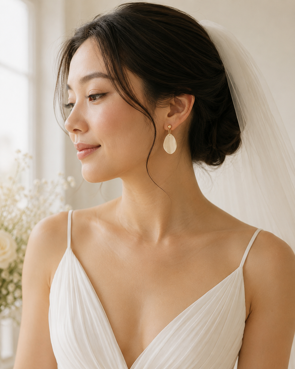 Modern Wedding Petal Drop Earrings