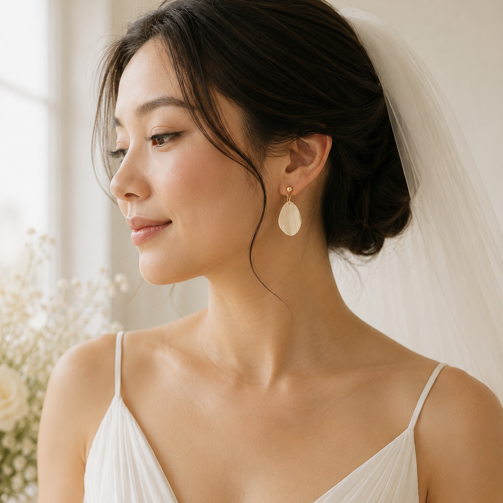 The Pebble & Petal Edit in Modern Wedding | Bundle — Pebble Studs Set & Petal Drop Earrings