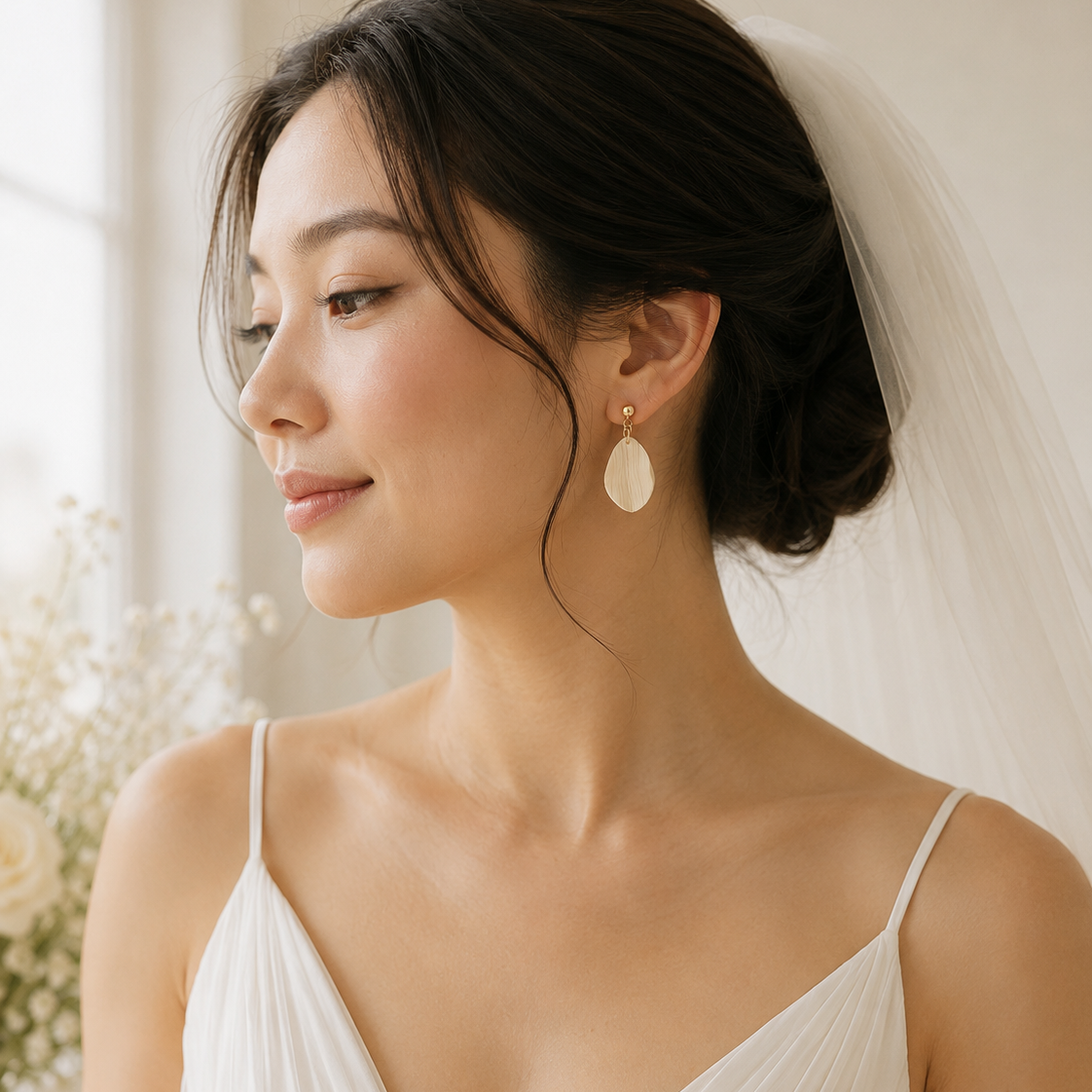 The Pebble & Petal Edit in Modern Wedding | Bundle — Pebble Studs Set & Petal Drop Earrings