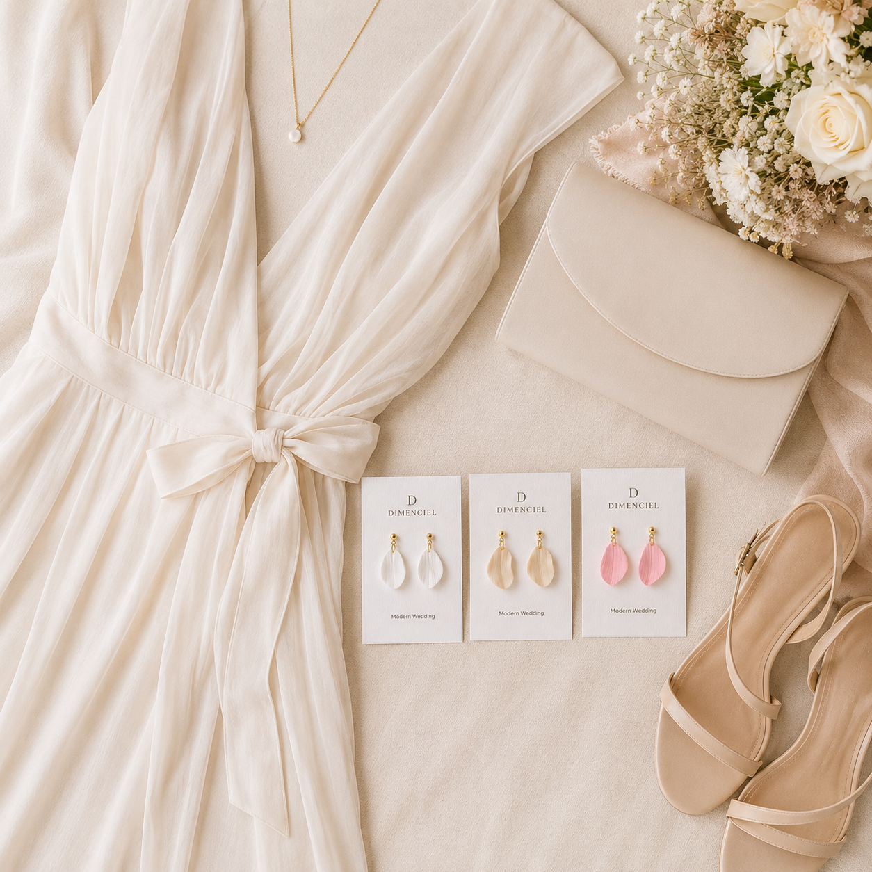 Modern Wedding Petal Drop Earrings