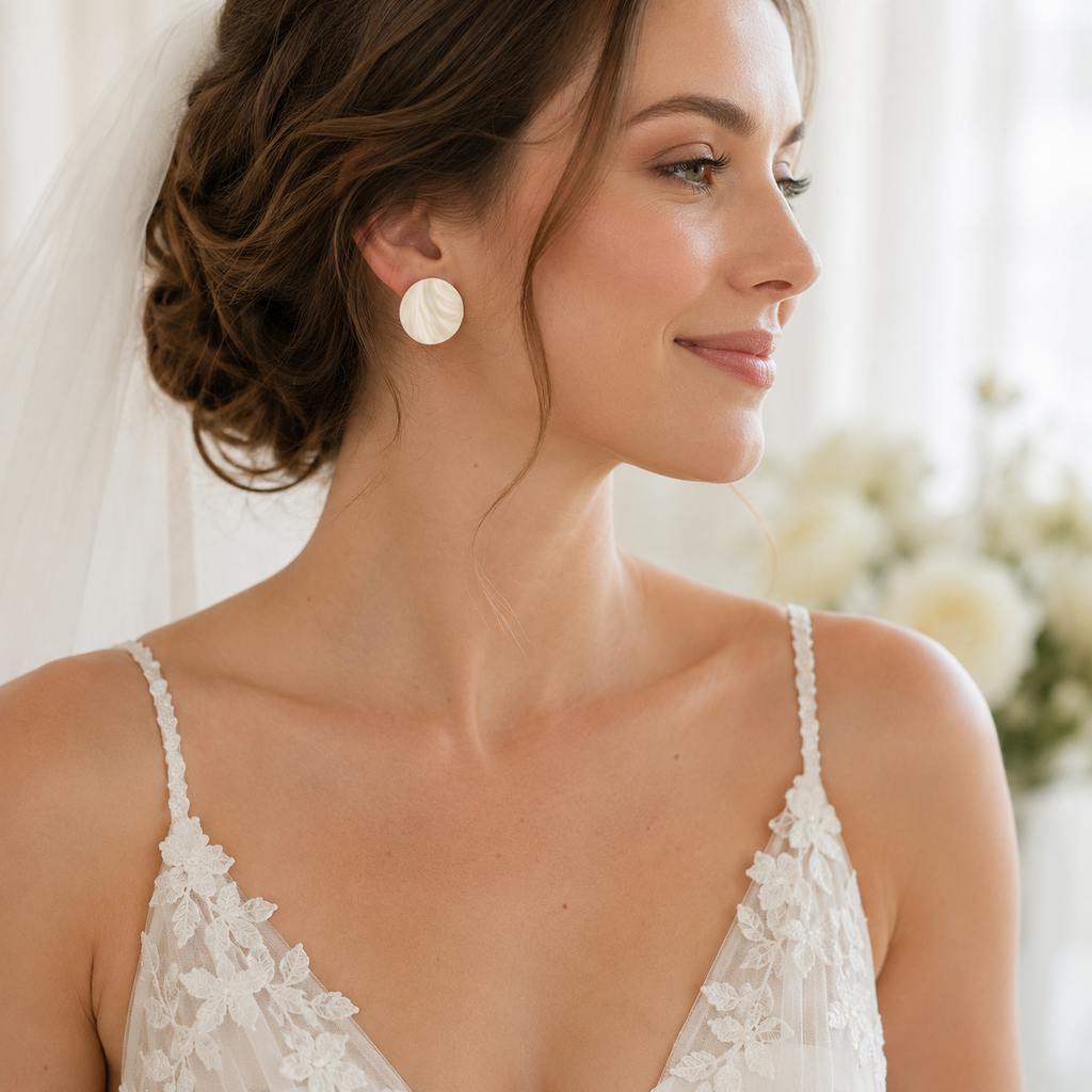The Swirl Orb in Modern Wedding | Circle Ear Studs