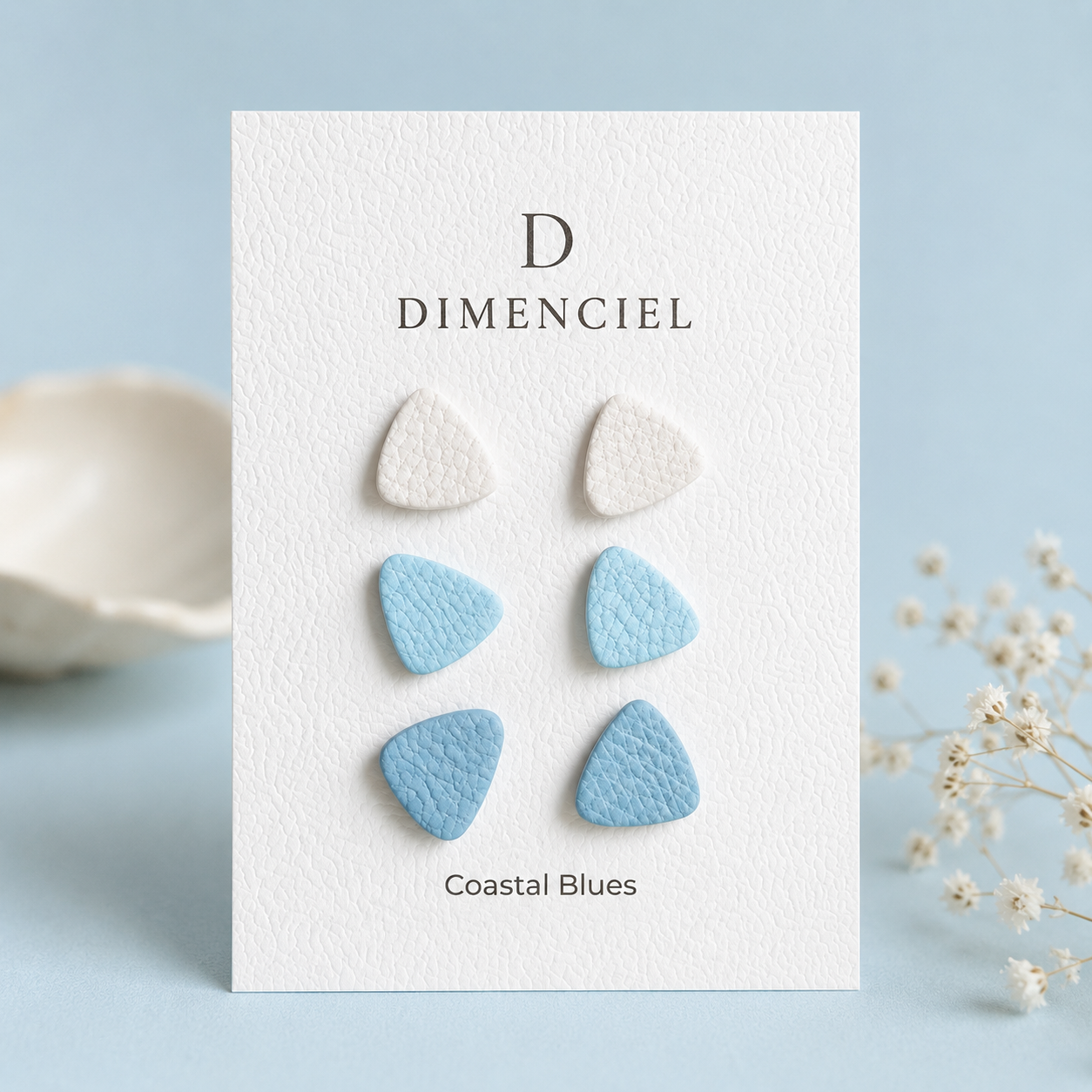 Coastal Blues Triangle Studs Set