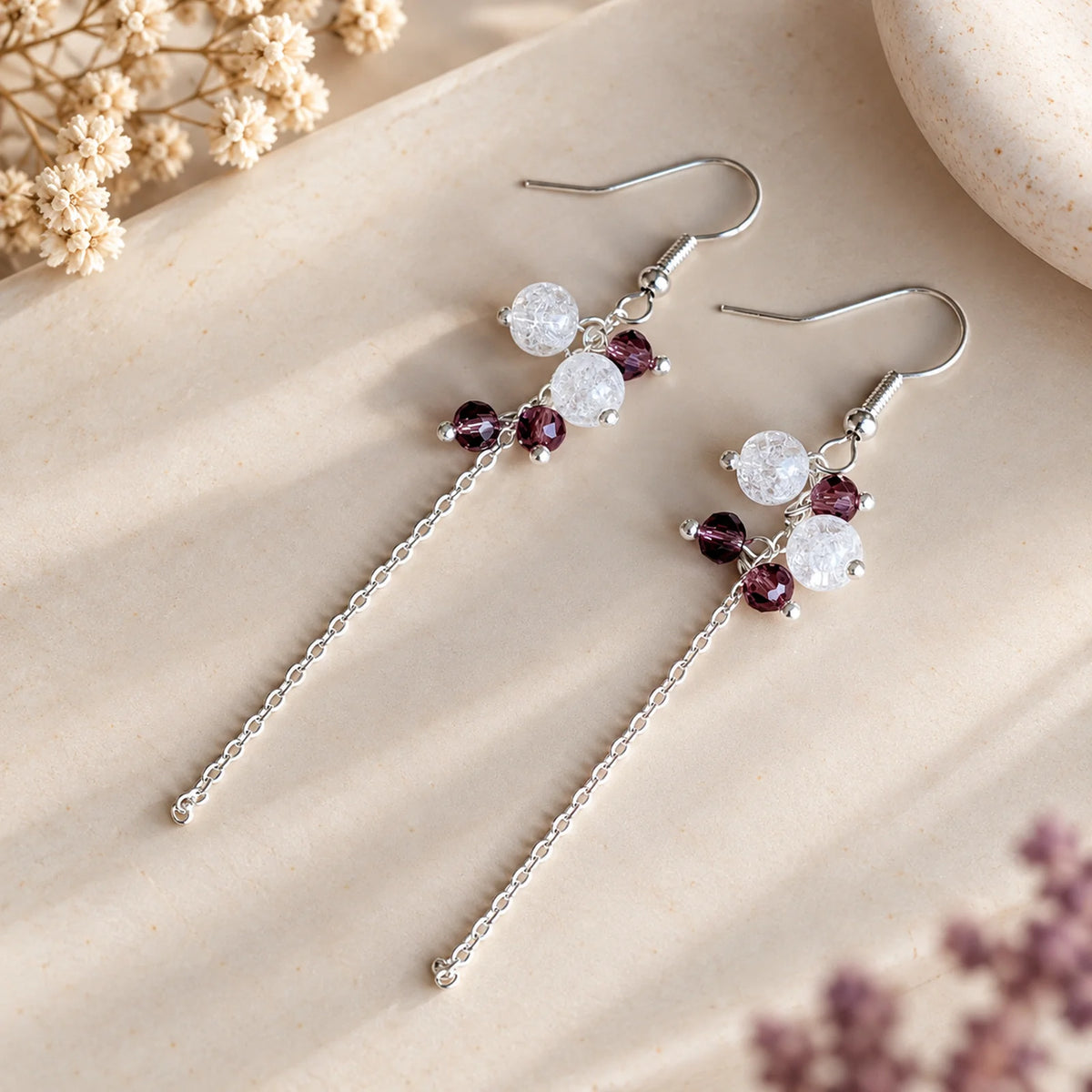 The Crystal Dangle | White Cracked Crystal Dangle Earrings
