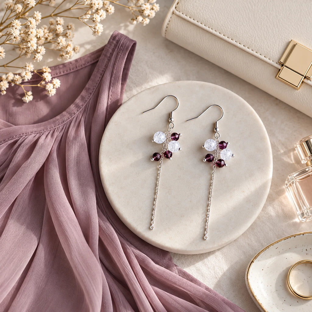 The Crystal Dangle | White Cracked Crystal Dangle Earrings