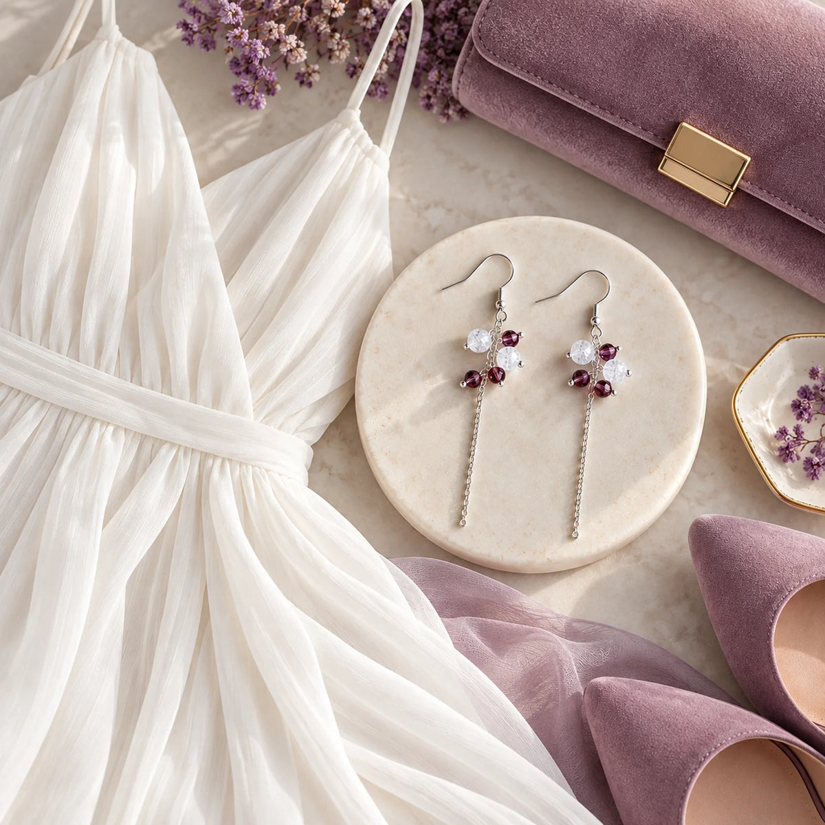 The Crystal Dangle | White Cracked Crystal Dangle Earrings
