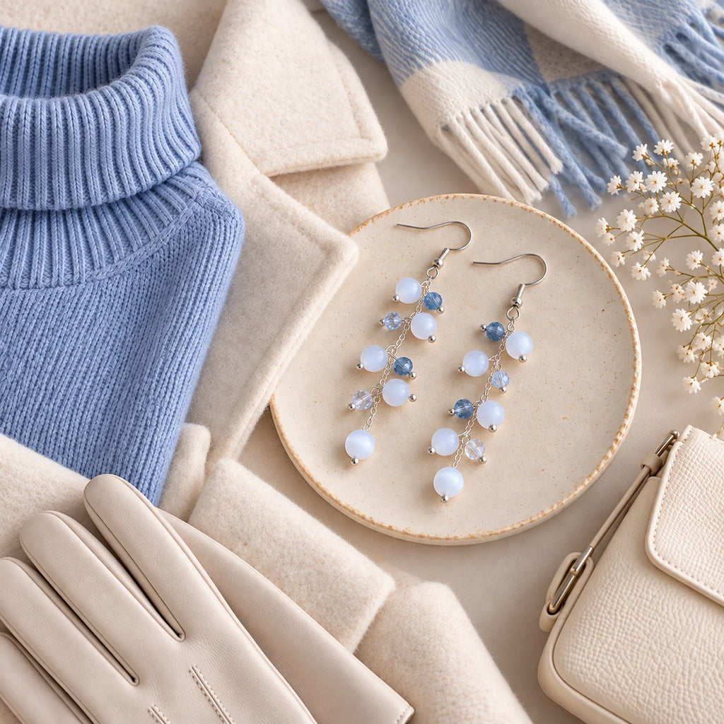 The Moon Dangle | White Cat Eye Stone Dangle Earrings