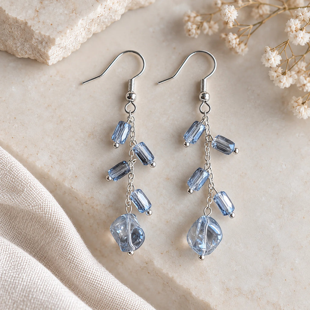 The Ice Dangle | Blue Transparent Dangle Earrings