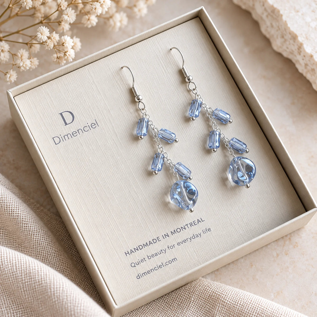 The Ice Dangle | Blue Transparent Dangle Earrings