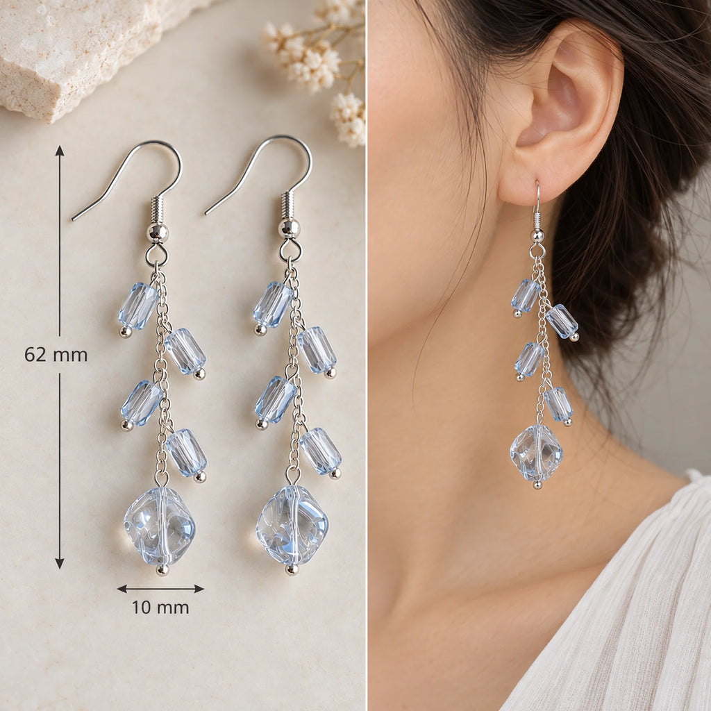 The Ice Dangle | Blue Transparent Dangle Earrings
