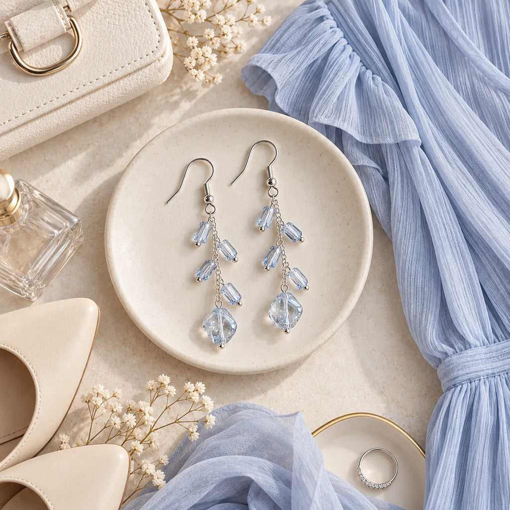 The Ice Dangle | Blue Transparent Dangle Earrings