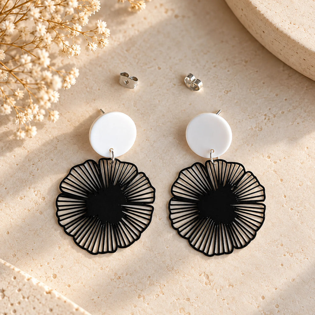 The Blossom Drop | Geometric Flower Drop Earrings