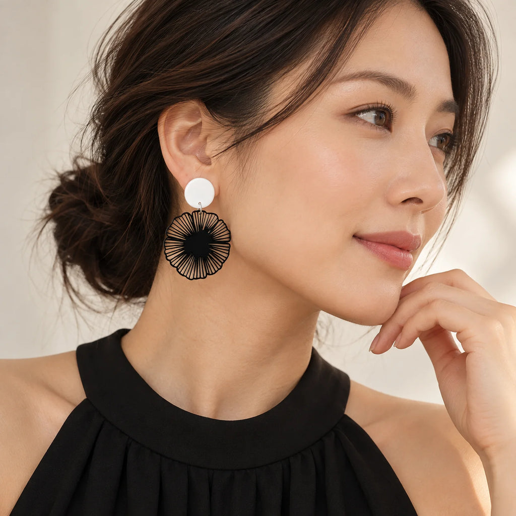 The Blossom Drop | Geometric Flower Drop Earrings