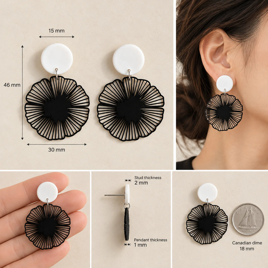 The Blossom Drop | Geometric Flower Drop Earrings