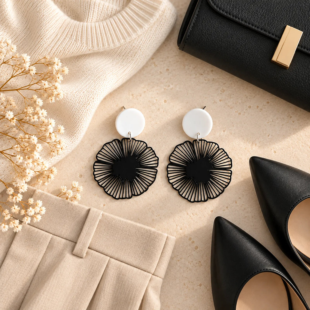 The Blossom Drop | Geometric Flower Drop Earrings