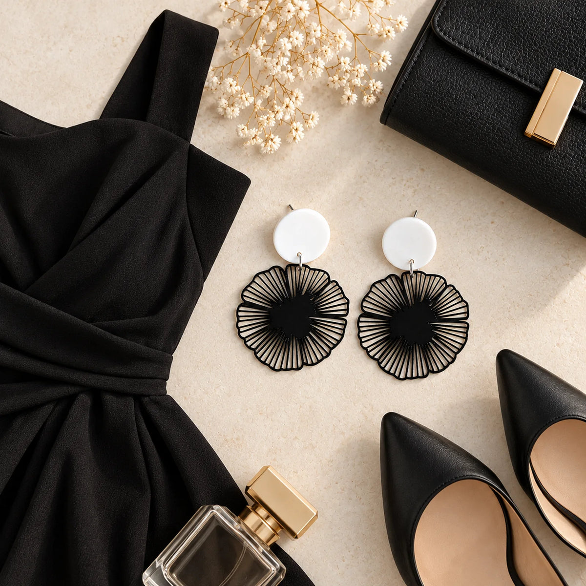 The Blossom Drop | Geometric Flower Drop Earrings
