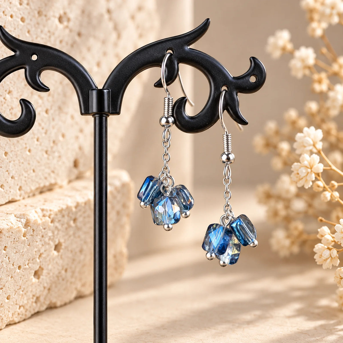 The Ocean Drop | Blue Faceted Bead Drop Earrings