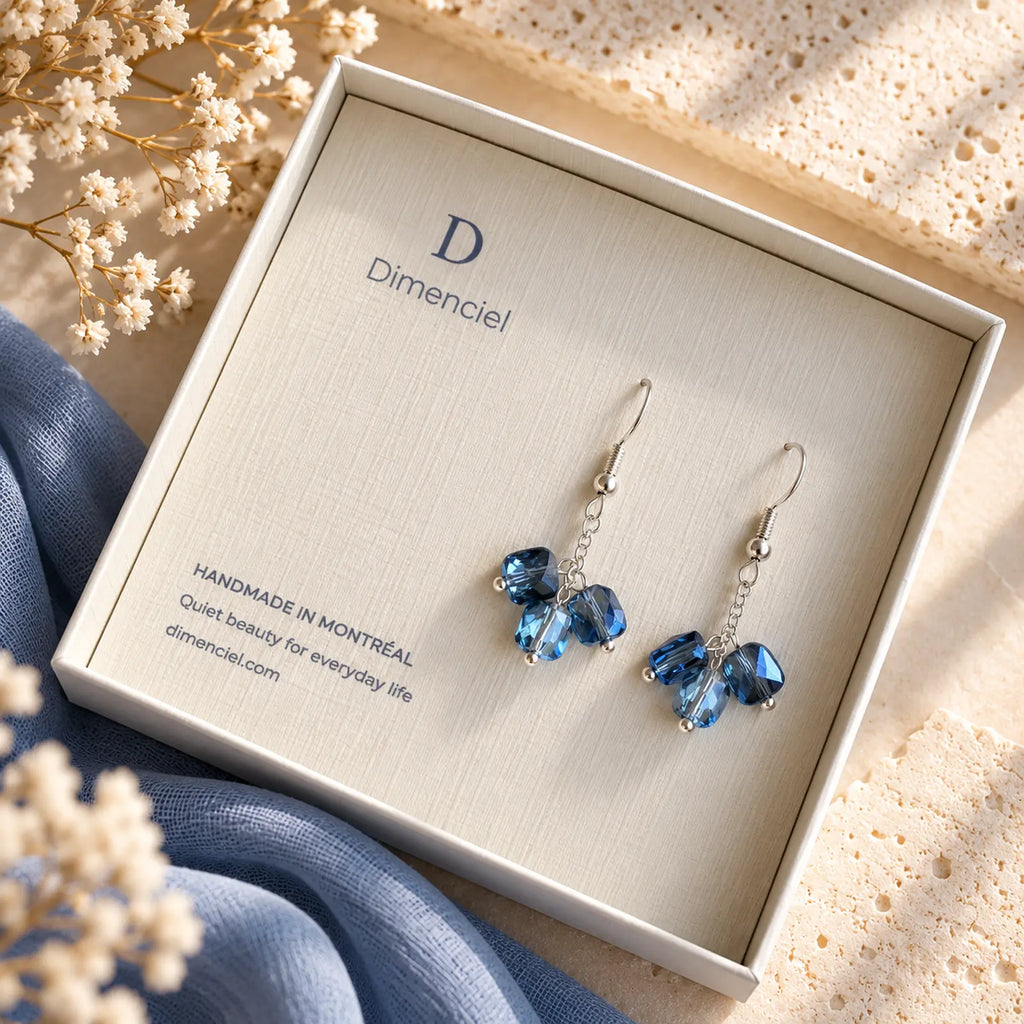 The Ocean Drop | Blue Faceted Bead Drop Earrings