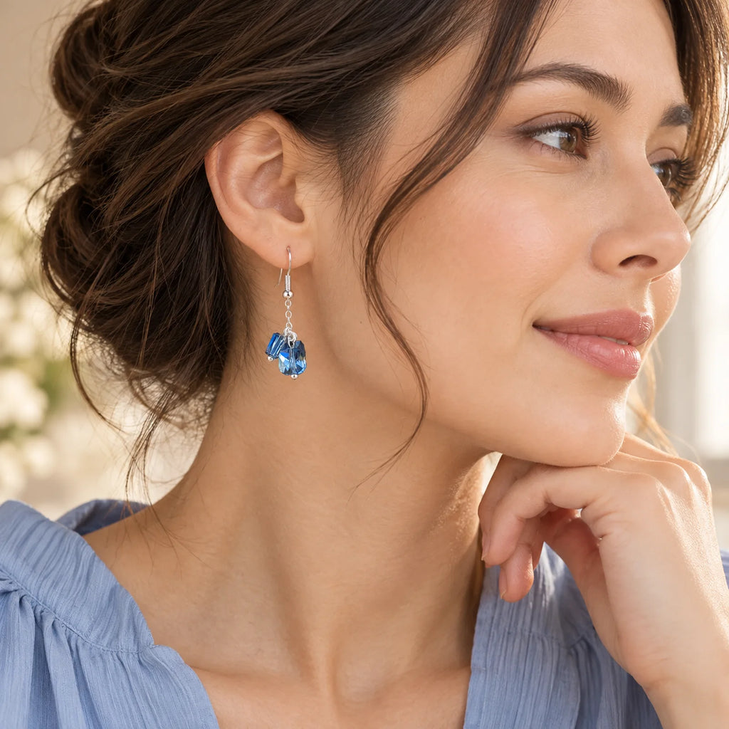 The Ocean Drop | Blue Faceted Bead Drop Earrings