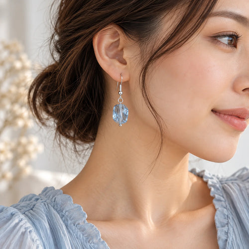 The Ice Drop | Transparent Blue Cube Drop Earrings