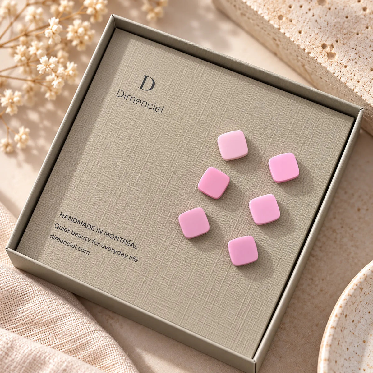 The Organic Cube Trio | Minimalist Square Ear Studs