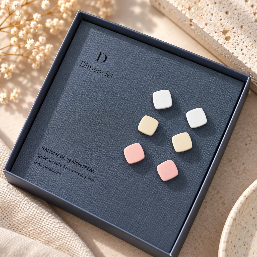 The Organic Cube Trio | Minimalist Square Ear Studs