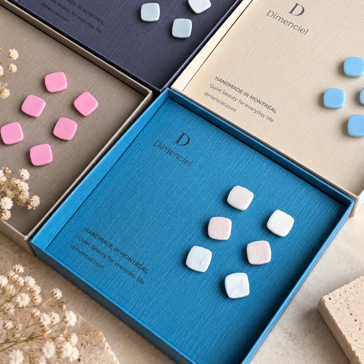 The Organic Cube Trio | Minimalist Square Ear Studs