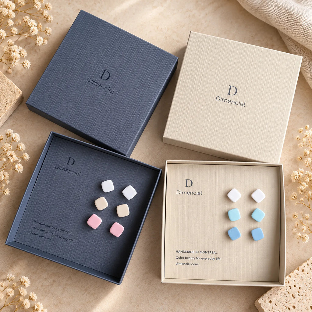 The Organic Cube Trio | Minimalist Square Ear Studs