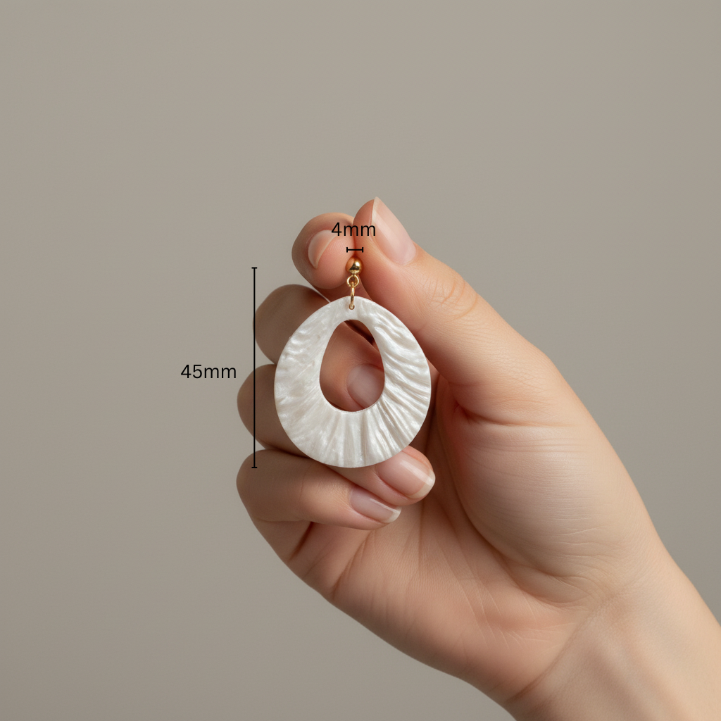 Bold Statement Earrings Pearl White Lightweight Circle