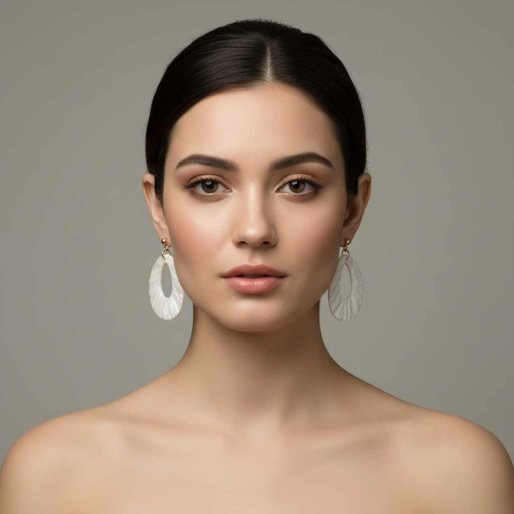 Bold Statement Earrings Pearl White Lightweight Circle