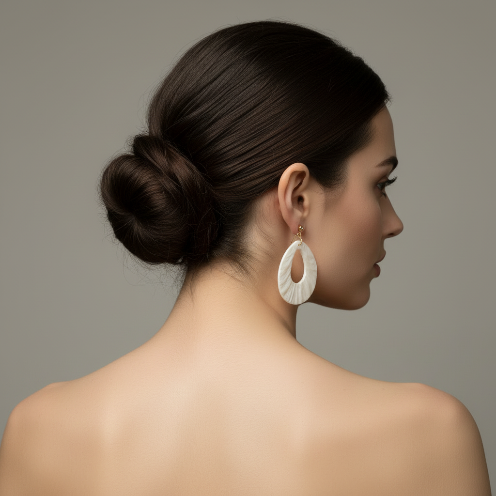 Bold Statement Earrings Pearl White Lightweight Circle