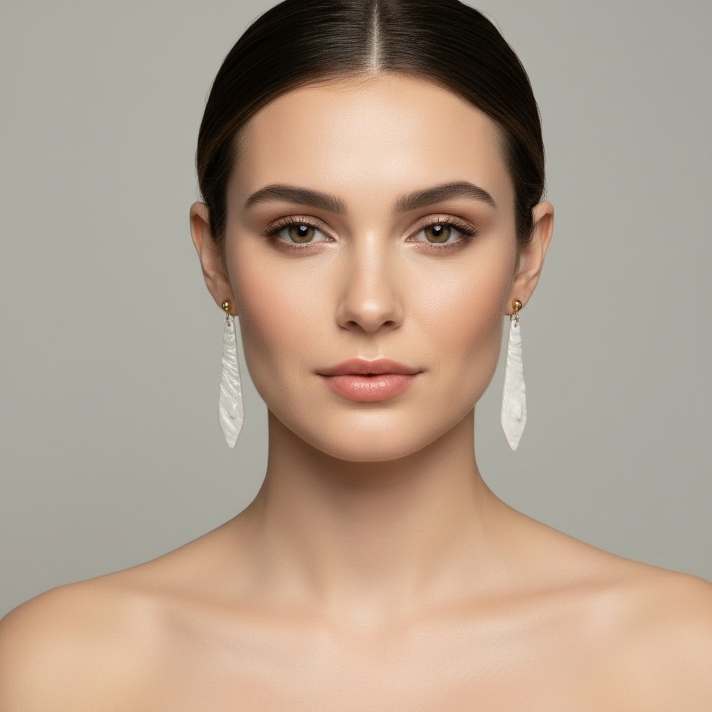 Bold Statement Earrings Pearl White Lightweight Lozenge