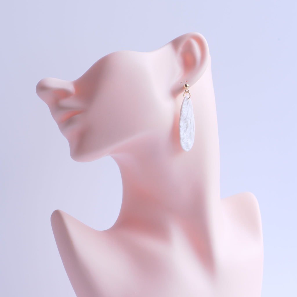 Pearl White Oval Earrings