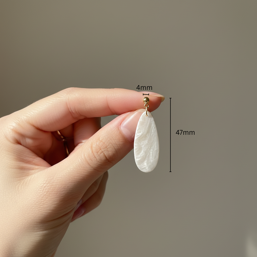 Bold Statement Earrings Pearl White Lightweight Oval