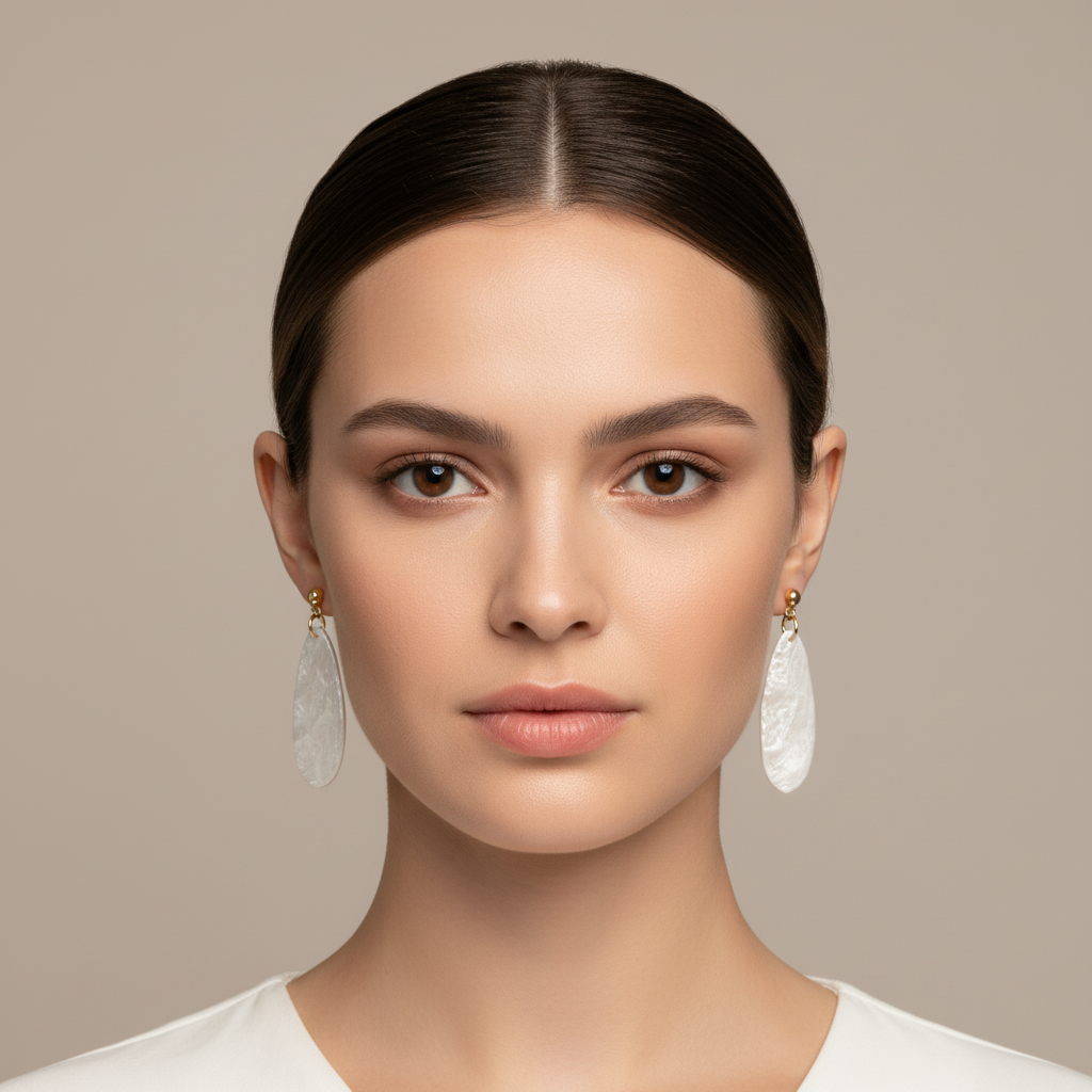 Bold Statement Earrings Pearl White Lightweight Oval