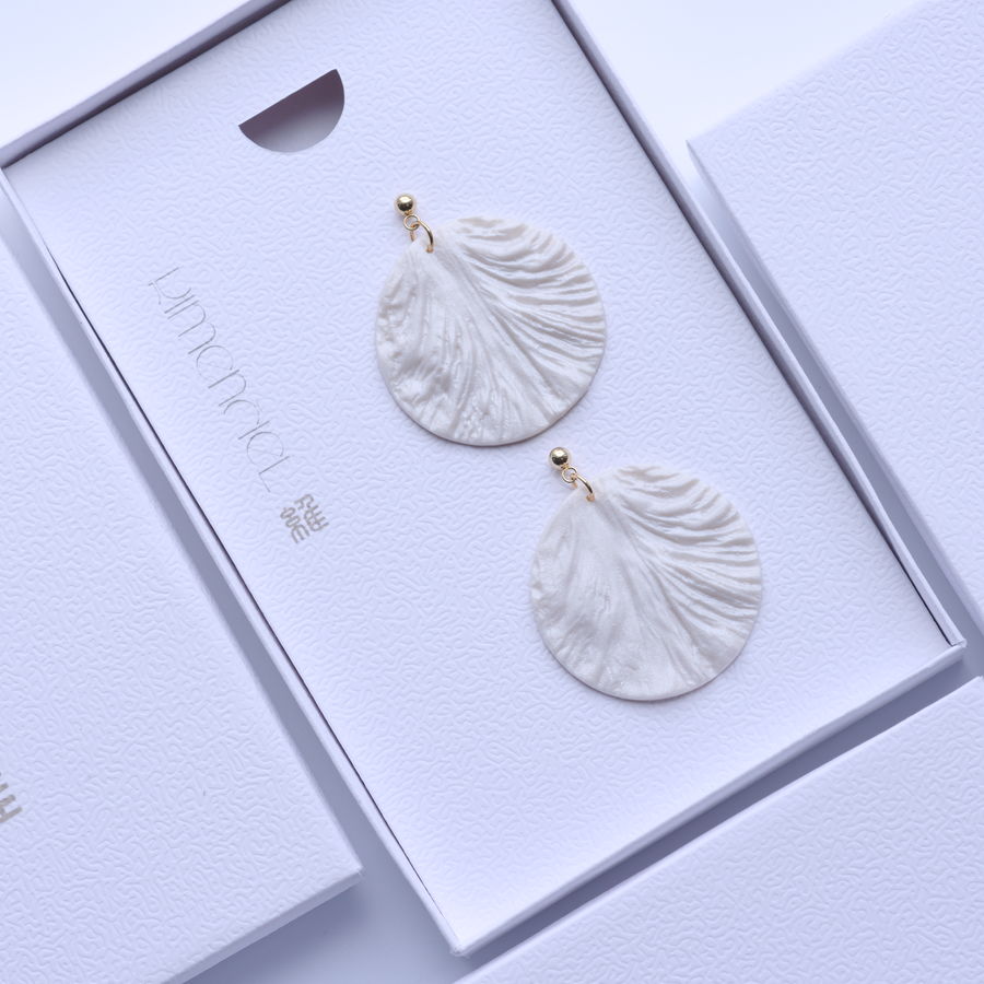 Pearl White Large Round Earrings