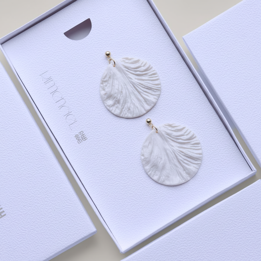 Bold Statement Earrings Pearl White Lightweight Round