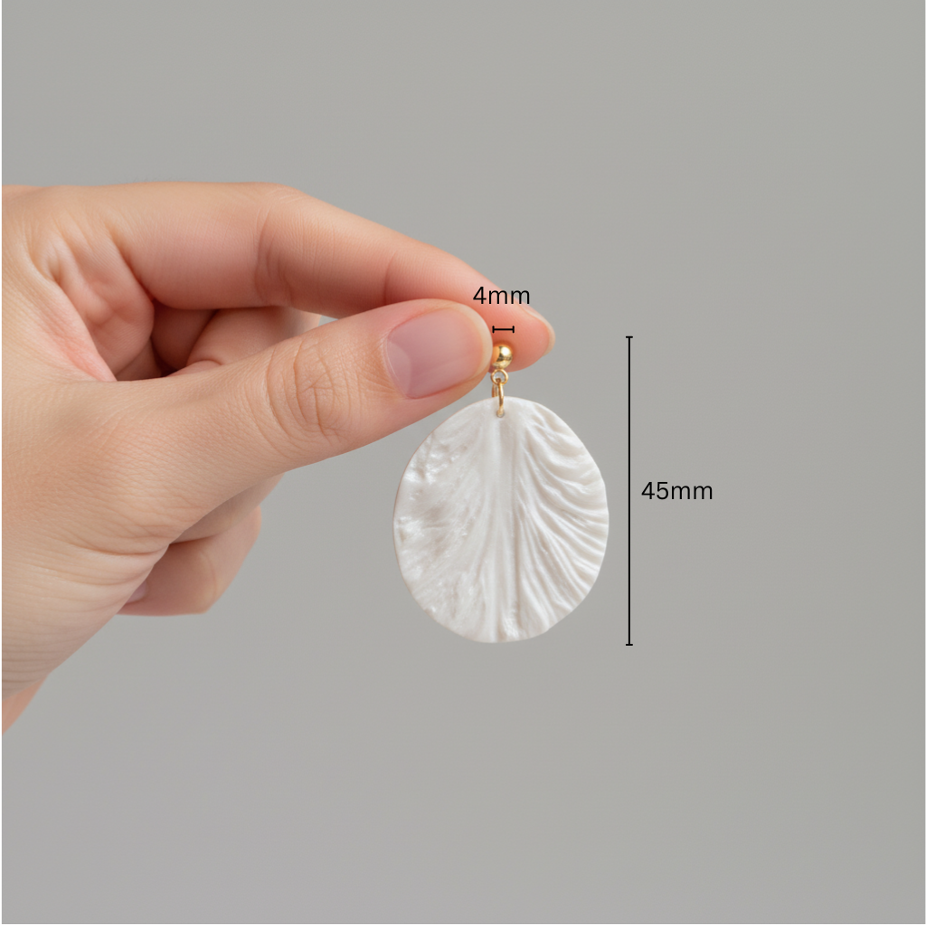 Bold Statement Earrings Pearl White Lightweight Round