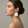 Bold Statement Earrings Pearl White Lightweight Round