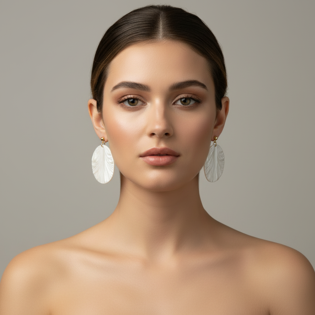 Bold Statement Earrings Pearl White Lightweight Round