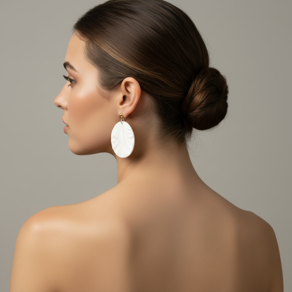 Bold Statement Earrings Pearl White Lightweight Round