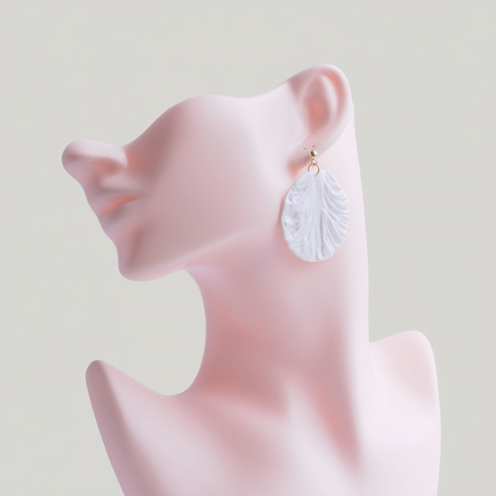 Bold Statement Earrings Pearl White Lightweight Round